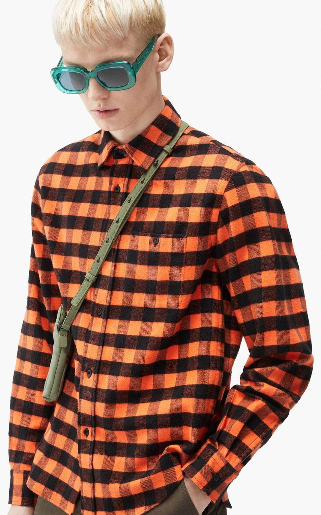 Camisa Kenzo Check print casual Hombre Naranjas - SKU.9568640
